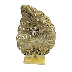 Decoración de boda, escultura de hoja de lujo dorada, objeto decorativo, suministros para eventos, Decoración de mesa, escultura de hoja de Metal con Base - Product Image 1