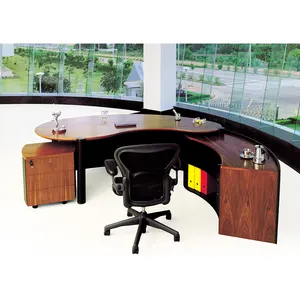 Borda curva de design moderno de madeira sólida, mesa executiva, preço competitivo, garantia de comércio, personalizado, design de mesa de escritório de sala