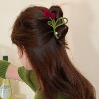CHENGHE Pinces à cheveux vintage en métal et velours, grandes fleurs, pour femmes et filles, pinces à cheveux en forme de rose et de perle, accessoires