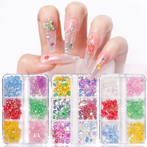 Nouvelles décorations pour ongles INS 3D Cartoon 6 Grid Aurora Candy Color Nail Art Charms Box, petits strass, décorations cerise rose, accessoires de manucure - Product Image 2