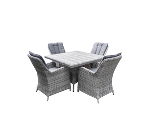 Modern 4 Seat Square Dining Set for Outdoor Patio Restaurant Aluminium Frame PE Wicker <strong>Garden</strong> <strong>Tables</strong> <strong>Rattan</strong> Chairs Square Dining - Product Image 1