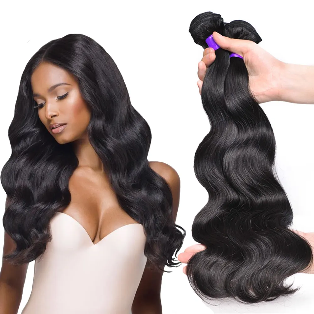 Menselijk Haar Bundels Maagdelijke Onverwerkte Menselijk Haar Lichaam Golvende Bundels Natuurlijke Zwarte Hair Extensions Body Wave 10a Grade Brazilian