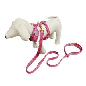 カスタム印刷屋外ウォーキング高級ペットチェストストラップベルベットステップインドッグハーネスとリーシュセット - Product Image 1