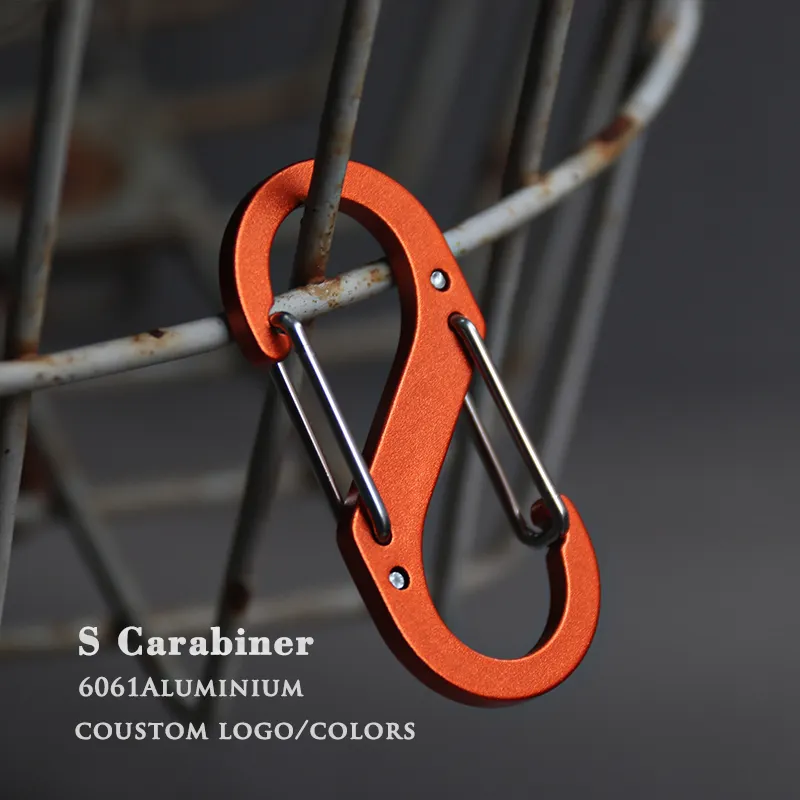 keychain hook 3# S Shape Aluminum s Carabiner Snap Hook Colorful Climbing Carabiner With Custom Logo for bag