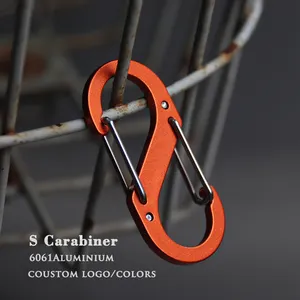 ตะขอพวงกุญแจ 3 # S รูปร่างอลูมิเนียม Carabiner สแน็ปตะขอ Carabiner ปีนเขาที่มีสีสันพร้อมโลโก้ที่กําหนดเองสําหรับกระเป๋า