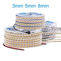 Bande LED SMD2835 DC 5V de 3MM/5MM/8MM de largeur, 120 LED/m, 2000-8200 lumens, ruban flexible IP20 non étanche, 3000K/4000K/6000K
