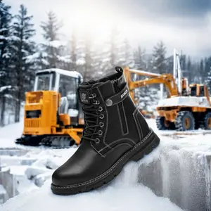 Мужские зимние рабочие ботинки JIANKUN, водонепроницаемые плюшевые защитные ботинки со стальным носком, с подкладкой из искусственного меха, сохраняют тепло и безопасность