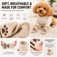 Chaussettes personnalisées pour chiens et chats, chaudes, imperméables, antidérapantes, imprimées, double couche, en coton, avec semelle en caoutchouc à pois, douces, respirantes, pour la marche en intérieur, soin des pattes