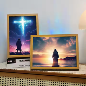 ภาพวาดแสงพระเยซูคริสต์บนกรอบไม้งานศิลปะทางศาสนาที่ซื่อสัตย์คริสตัลอะนิเมะสไตล์การออกแบบที่ทันสมัย - Product Image 5