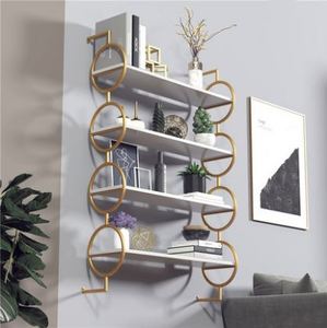 Mensola Decorativa da Parete in <span class=keywords><strong>Ferro</strong></span> <span class=keywords><strong>Battuto</strong></span> Multistrato Semplice, Porta Legna in Metallo <span class=keywords><strong>Nero</strong></span> e Oro - Product Image 3