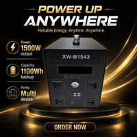 Station d'alimentation portable LiFePO4 1500W avec chargeur solaire MPPT noir