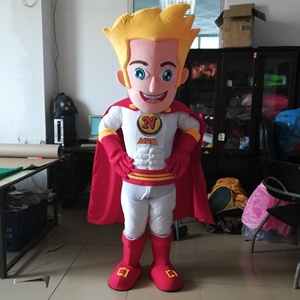 Disfraz de Mascota de Superhéroe Popular para Adultos, Cabello Amarillo, <span class=keywords><strong>con</strong></span> Capa Roja en Venta, Color y Logotipo Personalizables - Product Image 1