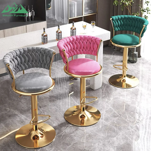 Silla de barra alta de Metal dorado de lujo nórdico taburete de cocina de cuero de terciopelo moderno muebles de plástico ajustables Mesa <span class=keywords><strong>Bar</strong></span> en casa - Product Image 1