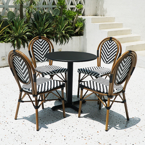 Meubles de café en rotin d'aluminium pour l'extérieur Chaise en rotin empilée de patio Chaise en rotin français Chaise de bistro de jardin en bambou de <span class=keywords><strong>Paris</strong></span> - Product Image 4