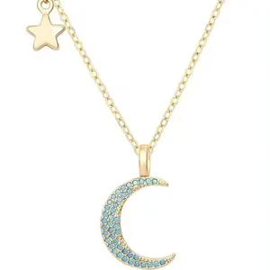 European and American Fashion 18K Gold Plated Moon Star Exquisite Pendant Necklace Fashion Jewelry Necklace