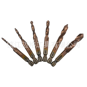 Hexagonal Shank Spiral Composite Tap M3 M4 M5 M6 M8 M10 HSS Cobalt Plated Blue Coating Drilling Tapping Chamfering Integrated - Product Image 3