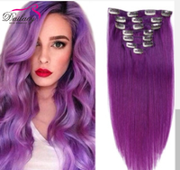 Cheveux pleins et épais doublement étirés 100% Cheveux humains indiens 7pcs 16 clips en extension de cheveux humains pour femmes