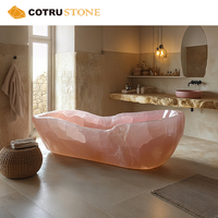 Baignoire autoportante moderne en surface solide, baignoire de douche pour salle de bain, baignoire en pierre d'onyx de luxe de haute qualité pour hôtel
