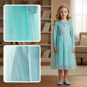 Vestido <span class=keywords><strong>de</strong></span> Princesa <span class=keywords><strong>Elsa</strong></span>, Serie OPA, Auditado por FAMA, Vestido <span class=keywords><strong>de</strong></span> Terciopelo Azul con Incrustaciones <span class=keywords><strong>de</strong></span> Algodón Natural, Ropa <span class=keywords><strong>de</strong></span> Boutique <span class=keywords><strong>de</strong></span> Invierno, Envío Rápido - Product Image 3