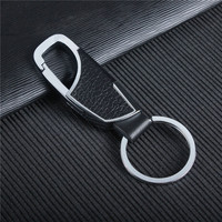 Porte-clés en cuir de luxe fermoir noir créatif bricolage porte-clés porte-clés de voiture pour hommes bijoux cadeau