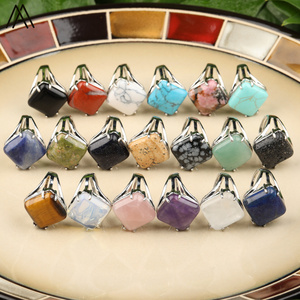 Ruit Vorm Edelsteen Cabochon Kralen Zilveren Ringen Voor Heren Sieraden Verjaardagscadeau - Product Image 5
