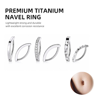 Anneaux de nombril en titane ASTM F136 G23 avec incrustation de zircone cubique colorée, bijoux de piercing corporel romantiques pour mariage