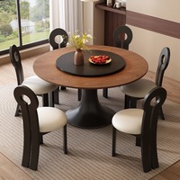 Table à manger 6 places en pierre frittée de luxe léger, avec support rotatif et pliable, pieds en métal, design écologique pour hôtels et restaurants
