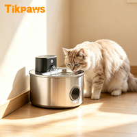 Fontaine à eau pour chat OEM 4L, fonctionnant sur piles, en acier inoxydable, sans fil, avec capteur automatique, distributeur d'eau sans fil pour chien et chat, fenêtre visible