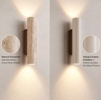 Applique murale en travertin naturel, éclairage bidirectionnel haut/bas, finition bronze foncé, 110-240V, luminaire mural moderne en pierre pour villa et hôtel