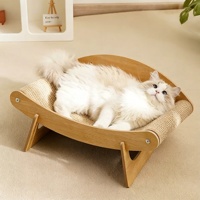 Vente en gros d'usine, hamac pour chats multifonctionnel classique en bois en forme de crabe avec plateau à gratter en sisal