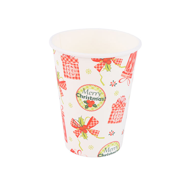 Christmas Design Single Wall Biodegradable Disposable Paper Cups
