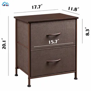 Table de chevet avec 2 <span class=keywords><strong>tiroirs</strong></span>, <span class=keywords><strong>petite</strong></span> <span class=keywords><strong>commode</strong></span> avec bacs en tissu pour chambre à coucher, chambre d'enfant, placard, salon - Product Image 1