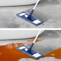 BOOMJOY Serpillère plate pliable professionnelle en microfibre pour nettoyage à sec et humide, avec manche télescopique et tête pivotante pour sols en bois dur, marbre, carrelage et stratifié