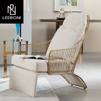 Mobilier de salon design de luxe chaise longue de fauteuils modernes en tissu d'acier inoxydable