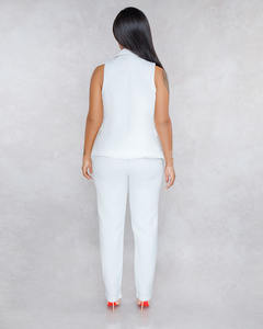 Completo Estivo <span class=keywords><strong>da</strong></span> <span class=keywords><strong>Ufficio</strong></span> per <span class=keywords><strong>Donna</strong></span>, Set 2 Pezzi con Giacca Senza Maniche e Pantaloni Dritti - Product Image 2