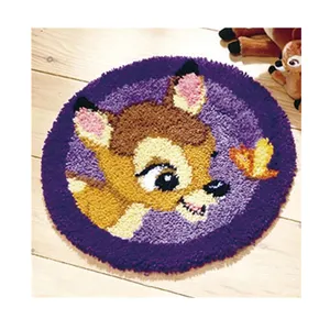 2023 Popular DIY Crafts Latch Hook Art Yarn Carpet Cute Animal Deer Latch Hook Rug Kits for Beginner