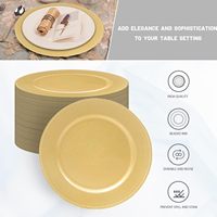 Assiettes de présentation rondes dorées en plastique de 13 pouces pour la Saint-Valentin et les décorations de table de mariage