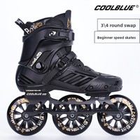 Patins à roues alignées professionnels pour adultes, à trois roues, avec roues en PU, coque en PVC, unisexes, en carbone, patins de vitesse à roues longues