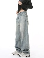 Jean baggy personnalisé pour homme – Qualité supérieure, style vintage streetwear, coupe droite, délavage à la pierre, taille mi-haute, décontracté, hip-hop, en denim