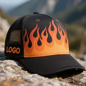 Casquette Trucker Sportive OEM 5/6 Panneaux avec Broderie Motif Flamme, Logo Personnalisé, Tissu Commun, Chapeaux en Maille, 112 Casquettes Trucker - Product Image 3