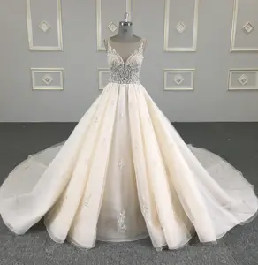 Beautiful luxury beaded illusion style wedding dress bridal gown