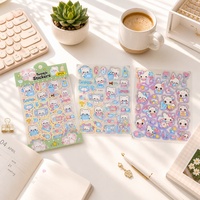 Kit d'autocollants en film laser à motifs de dessins animés mignons pour enfants, pour la décoration DIY de carnets, bouteilles d'eau et téléphones