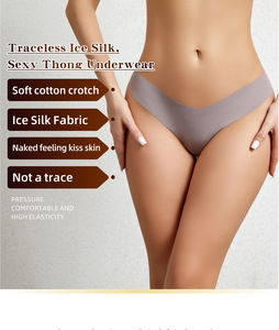 Slip da <span class=keywords><strong>donna</strong></span> all'ingrosso, taglie forti, traspiranti, a vita bassa, in seta ghiaccio, <span class=keywords><strong>senza</strong></span> cuciture - Product Image 1