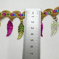 Accessoires de vêtements ethniques pour la scène et la danse, à faire soi-même, avec motifs de feuilles colorées, dentelle, pompons et pointes, pour bordures décoratives