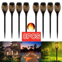 1/2/4/8 Packs Lampe Solaire Torche à LED Scintillante 12 LED pour Jardin, Allée et Patio - Prix Économique
