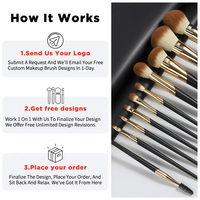 DIAS OEM 10 pinceaux de maquillage noirs et dorés avec virole, pour anticernes, poils synthétiques doux, vegan, marque privée, logo personnalisé, ensemble de pinceaux de maquillage