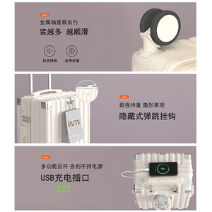 กระเป๋าเดินทางผู้หญิงขนาด 26 นิ้ว สีขาวล้วน พร้อมซิปล็อค ล้อหมุนได้ 360 องศา สำหรับเดินทางพักผ่อน - Product Image 5