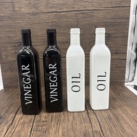 Set Botol Dispenser Minyak Zaitun, Kecap, dan Cuka Kaca Hitam Putih 500ml untuk Kegunaan Sehari-hari