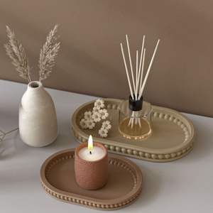 แม่พิมพ์ซิลิโคนแผ่นยิปซั่มอโรม่าถาดลูกปัดทรงรีแบบทำมือแม่พิมพ์เรซินสำหรับตกแต่ง - Product Image 3