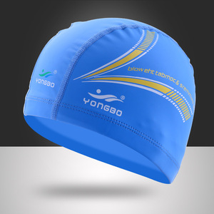 Gorro de Natación Yongbo Unisex Azul con Estampado, Tejido Recubierto Impermeable y Transpirable - Product Image 1